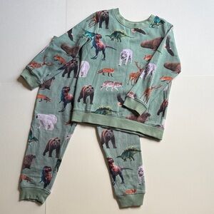 H&M Kids Wildlife Animal Print Green Sweatshirt and Pants